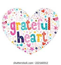 grateful heart typography lettering card