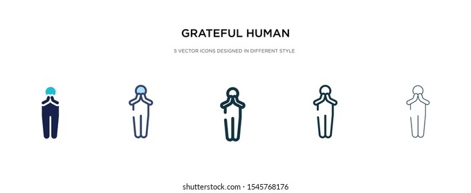 grateful human icon in different style vector illustration. two colored and black grateful human vector icons designed in filled, outline, line and stroke style can be used for web, mobile, ui