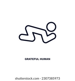 grateful human icon. Thin line grateful human icon from feeling and reaction collection. Outline vector isolated on white background. Editable grateful human symbol can be used web and mobile