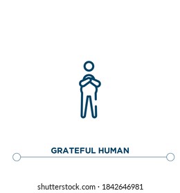 grateful human outline vector icon. simple element illustration. grateful human outline icon from editable feelings concept. can be used for web and mobile
