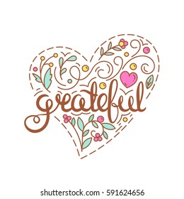 Grateful. Inspirational quote. Thanksgiving card.