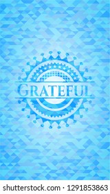Grateful light blue emblem with mosaic background