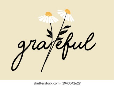 grateful message with daisy  flower design