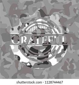 Grateful on grey camouflaged pattern
