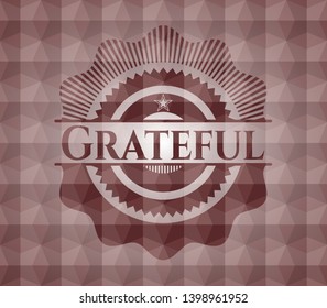 Grateful red seamless emblem with geometric background.