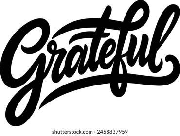 Grateful text lettering black handwritten logo on white