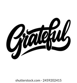 Grateful text lettering black handwritten logo on white 