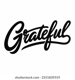 Grateful texto littering preto manuscrito vetor ícone ilustração no fundo branco