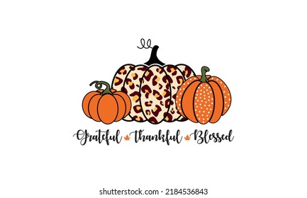 Grateful Thankful Blessed - Autumn Vector