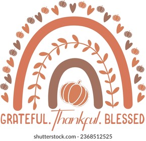 Grateful Thankful Blessed-Thanksgiving t-shirt design with vector.