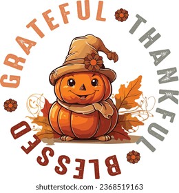 Grateful Thankful blessed-Thanksgiving t-shirt design with vector.