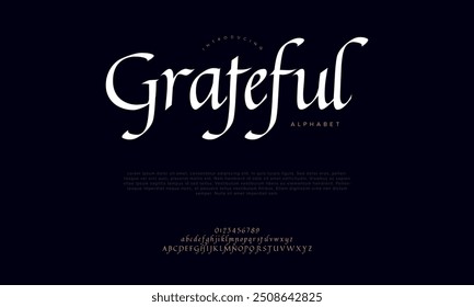 Grateful tipografia beleza moda elegante minimalista serif italic fontes decorativo casamento vintage retro logos. Logotipo de fonte de luxo mínimo alfabeto. Ilustração vetorial