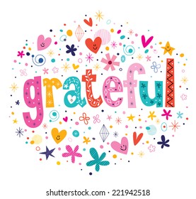 grateful typography lettering decorative text card design