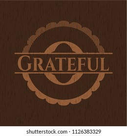 Grateful vintage wooden emblem