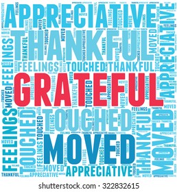 Grateful Word Cloud On a White Background. 