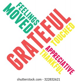 Grateful Word Cloud On a White Background. 