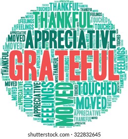 Grateful Word Cloud On a White Background. 