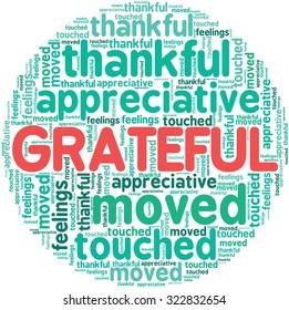 Grateful Word Cloud On a White Background. 