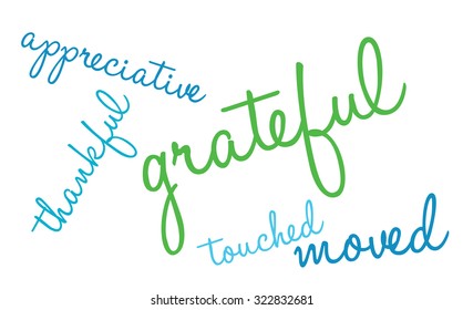 Grateful Word Cloud On a White Background. 