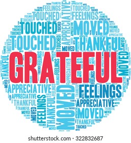 Grateful Word Cloud On a White Background. 