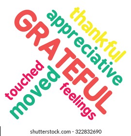 Grateful Word Cloud On a White Background. 