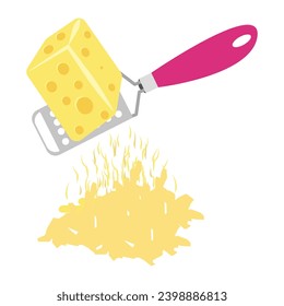 Grater with cheese over.  チーズを添えたおろし金。