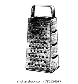 Grater hand drawn kitchen and cooking illustration. Vector on white background