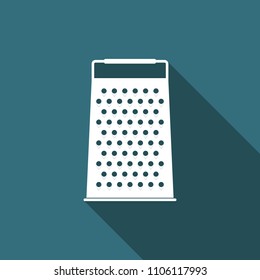 Grater icon isolated with long shadow. Kitchen symbol. Flat design. Vector Illustration