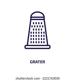 grater icon from kitchen collection. Thin linear grater, kitchen, plate outline icon isolated on white background. Line vector grater sign, symbol for web and mobile