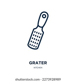 grater icon from kitchen collection. Thin linear grater, kitchen, cook outline icon isolated on white background. Line vector grater sign, symbol for web and mobile