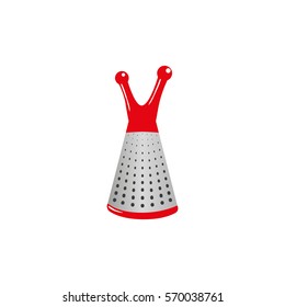 Grater icon. Kitchenware of cute fancy shape. Cooking utensils isolated on white. Freehand drawn style. Kitchen tool symbol for grating product. Design vector element of home food preparation process