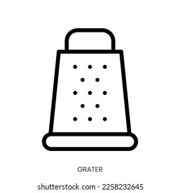 grater icon. Line Art Style Design Isolated On White Background