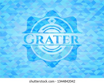 Grater light blue emblem with triangle mosaic background
