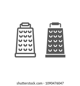 Grater line and glyph icon, kitchen and cooking, kitchen tool sign vector graphics, a linear pattern on a white background, eps 10.