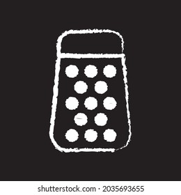 Grater line Icon design white chalk. Draw a picture on the blackboard.