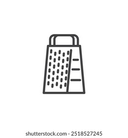 Grater line icon. Linear style sign for mobile concept and web design. Kitchen Grater outline vector icon. Grating ingredients symbol, logo illustration. Vector graphics