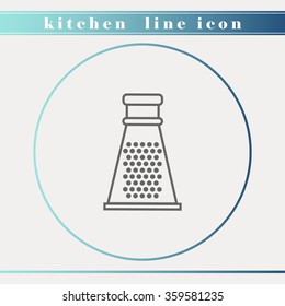 Grater outline thin line icon. Household appliance, kitchen and restaurant accessories, equipment, cooking utensil, cutlery tools, kitchenware and cookware for food preparation. Flat design.