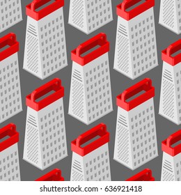 Grater seamless pattern. Kitchen appliances for grinding products. Cooking utensils background

