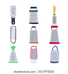 grater set cartoon. vegetables cooking, slicer stainless, steel handheld grater sign. isolated symbol vector illustration