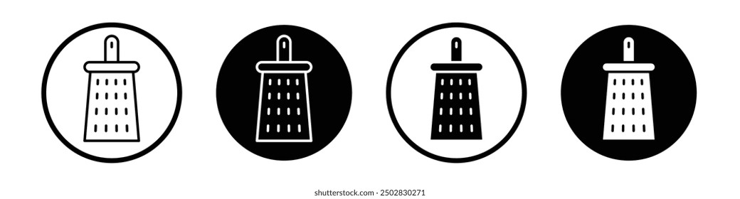 Reibe Vektorsymbol setzen schwarz gefüllt und umrissen Stil.