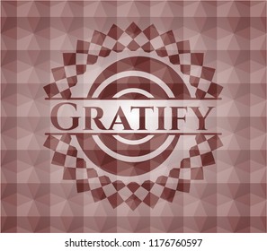 Gratify red seamless emblem with geometric pattern background.