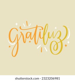 gratiluz. grateful in brazilian portuguese. Modern hand Lettering. vector.
