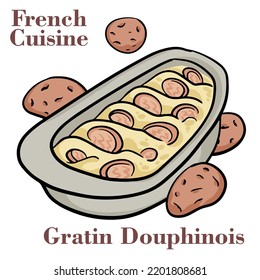 Gratin dauphinois, baked potato with cream and cheese. French cuisine