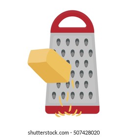 Grating cheese icon in cartoon style isolated on white background. Pizza and pizzeria symbol stock vector illustration.