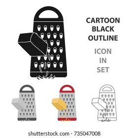 Grating cheese icon in cartoon style isolated on white background. Pizza and pizzeria symbol stock vector illustration.