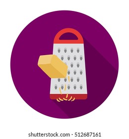 Grating cheese icon in flat style isolated on white background. Pizza and pizzeria symbol stock vector illustration.