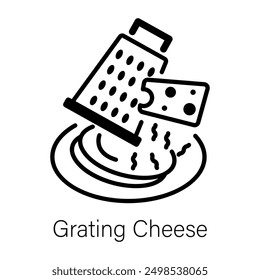Grating cheese icon in line style