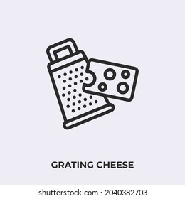 grating cheese icon vector. Linear style sign for mobile concept and web design. support symbol illustration. Pixel vector graphics - Vector.