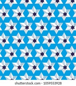 Grating star David, seamless lattice pattern. Vector background.