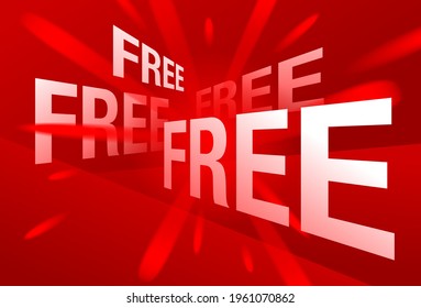 Gratis banner - Free gift promo. Blurry burst on red background. Vector illustration